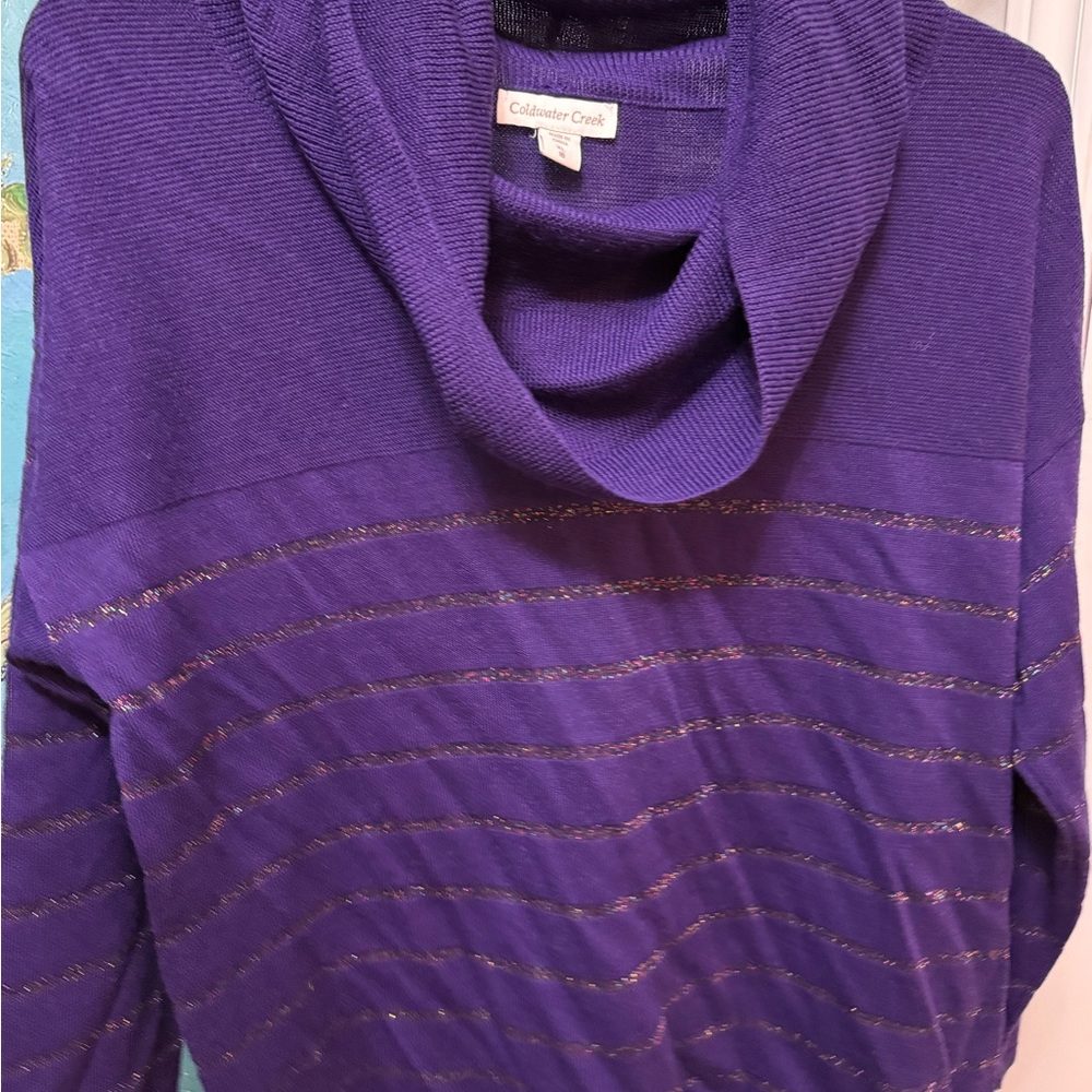 Coldwater Creek Women's Purple Cowl Neck Sweater